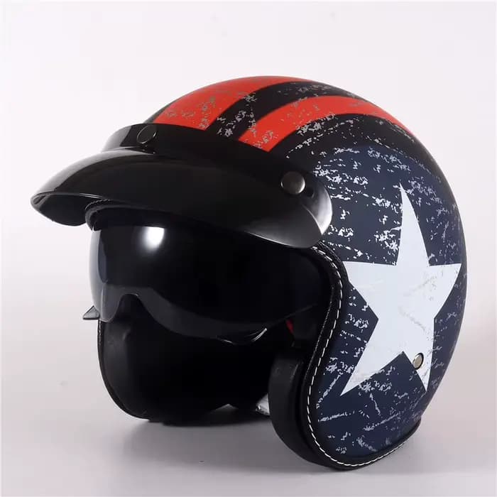 ECE casque de Moto visage ouvert lentille foncée avec bord solaire hommes femmes été Scooter Moto Mo