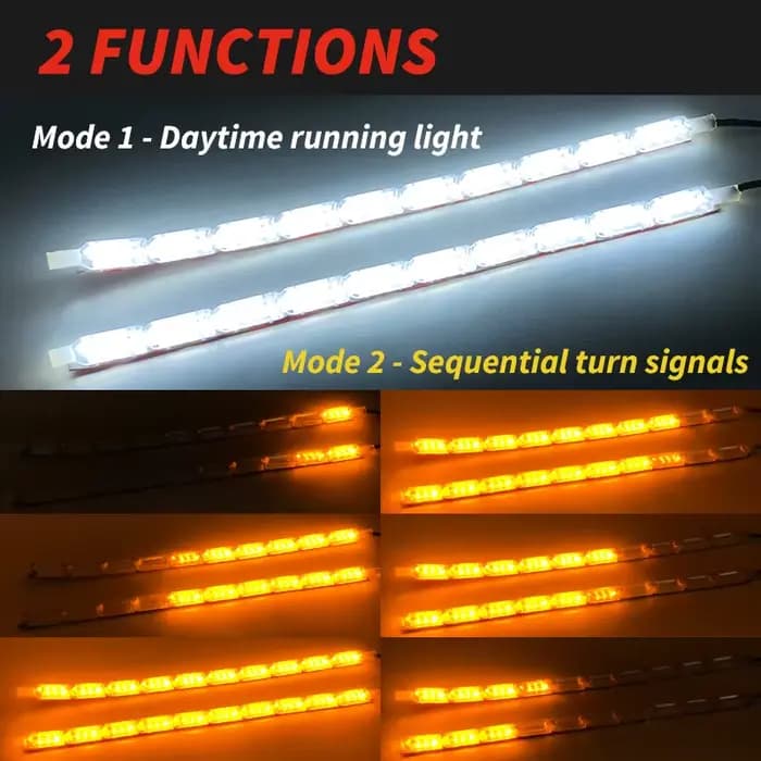 1 paire de feux de jour LED DRL coulants, bande LED séquentielle et Flexible, clignotant DRL pour fe