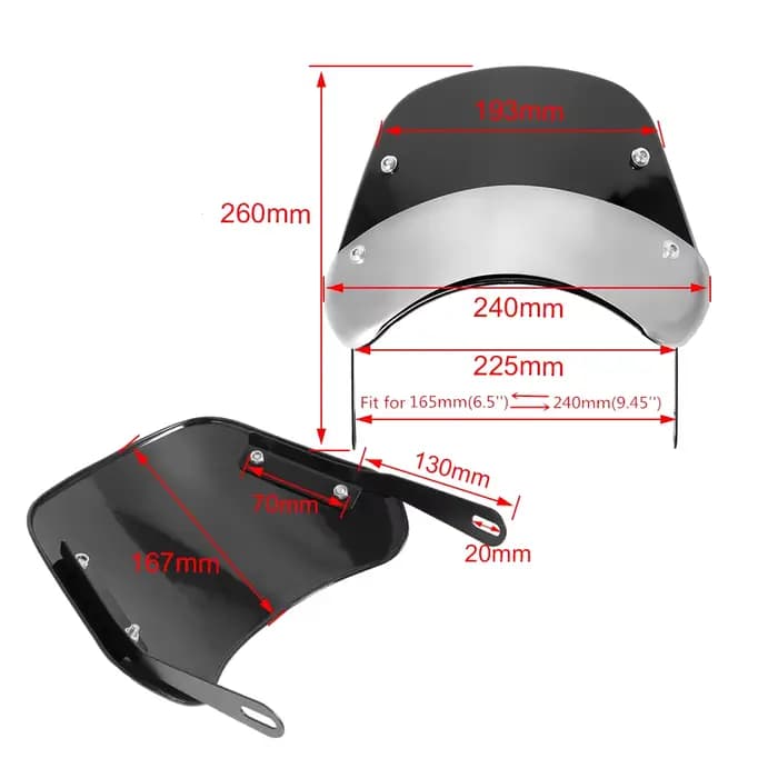 8 styles 6.5 "-9.45" pare-brise de phare de moto déflecteur de vent pare-brise universel pour Harley