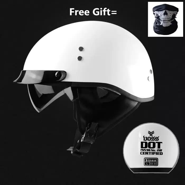 Casque ouvert de moto vintage, demi-casque approuvé par points, rétro Moto Casco Capacete, noir mat