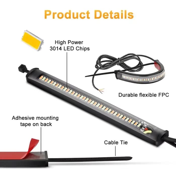 1Pc 12V LED Moto clignotant et DRL ambre blanc Moto clignotant anneau fourche bande lampe clignotant