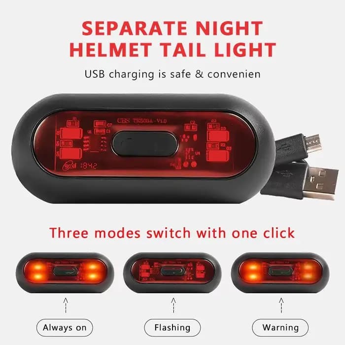 BLALION – feu arrière de casque de moto, étanche, Rechargeable par USB, feu arrière de casque de vél