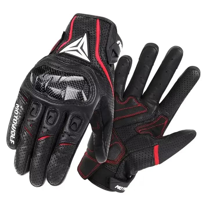 Gants de moto d'été tricotés pour écran tactile, équipement de protection en cuir pour hommes et fem