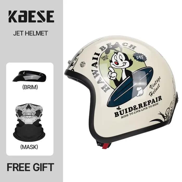 AgreESE-Casque de moto vintage approuvé par le DOT, visage ouvert Jet Scooter, casque Hurbike Moto, 