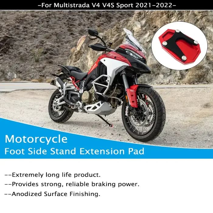 Support latéral de moto pour DucSauMultilm V4 V4S dehors 2021 2022, agrandisseur de pied, housse de 