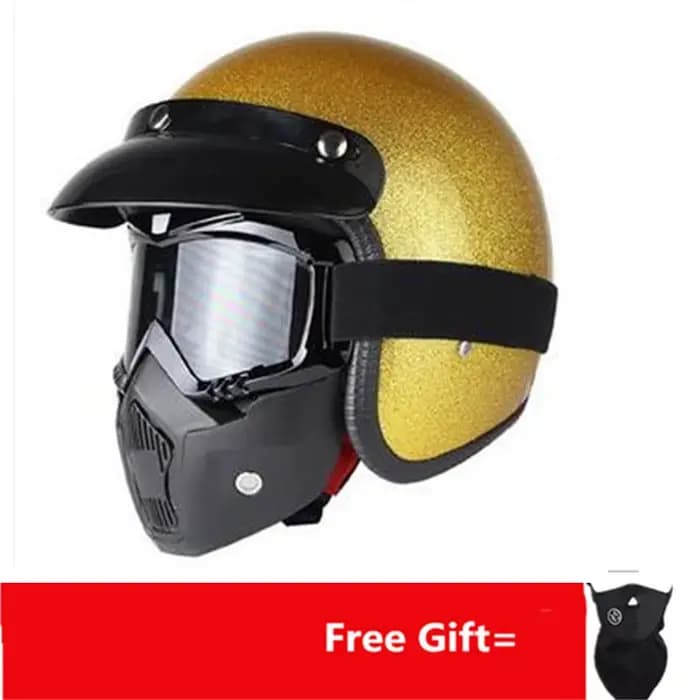 Casque De Motocross à visage ouvert doré, accessoires De Moto, Atv