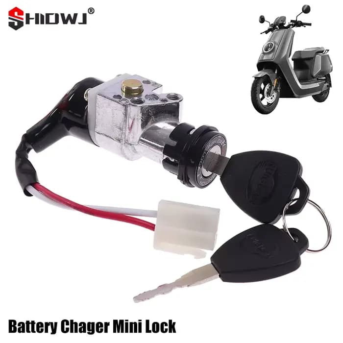 1set Universel Haute Performance Batterie Chargeur Serrure Avec 2 Clés Pour Moto Vélo Électrique Sco