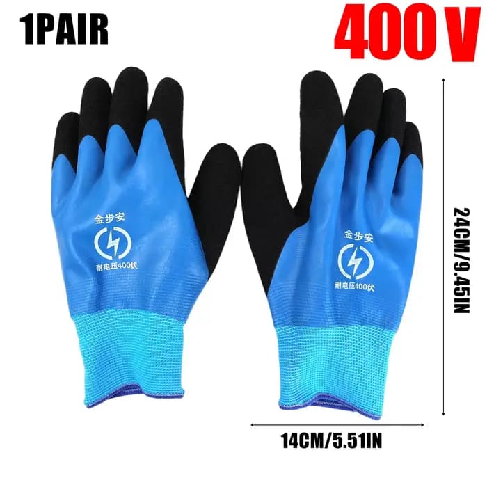 Gants isolés électriquement 1000V 400V, gants de travail de sécurité imperméables, antidérapants, en