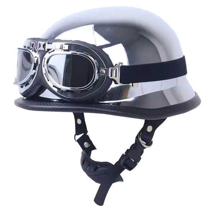 DOT – casque de moto de couleur Chrome argent miroir, demi-casque de motard allemand, casque de pilo