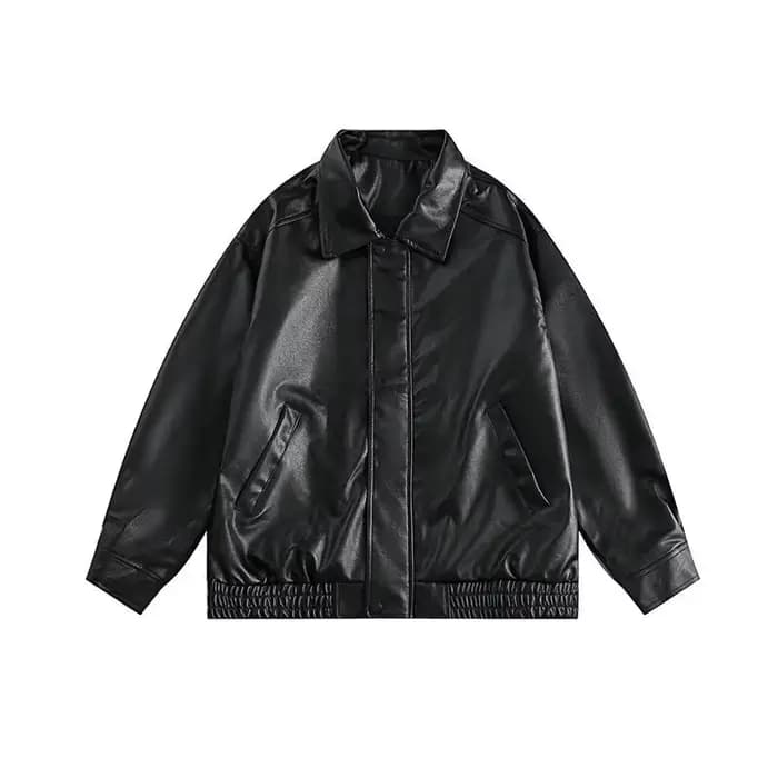 Veste en cuir marron rétro unisexe lâche style moto printemps automne manteau en cuir PU mode vintag