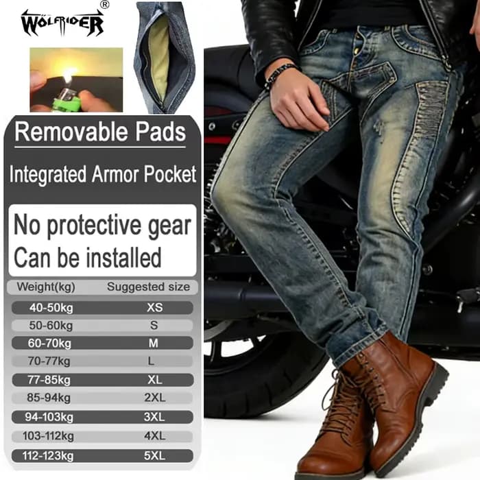 Jean moto en Kevlar pour homme, renforcé de fibres d'aramide, pantalon de protection anti-choc, équi