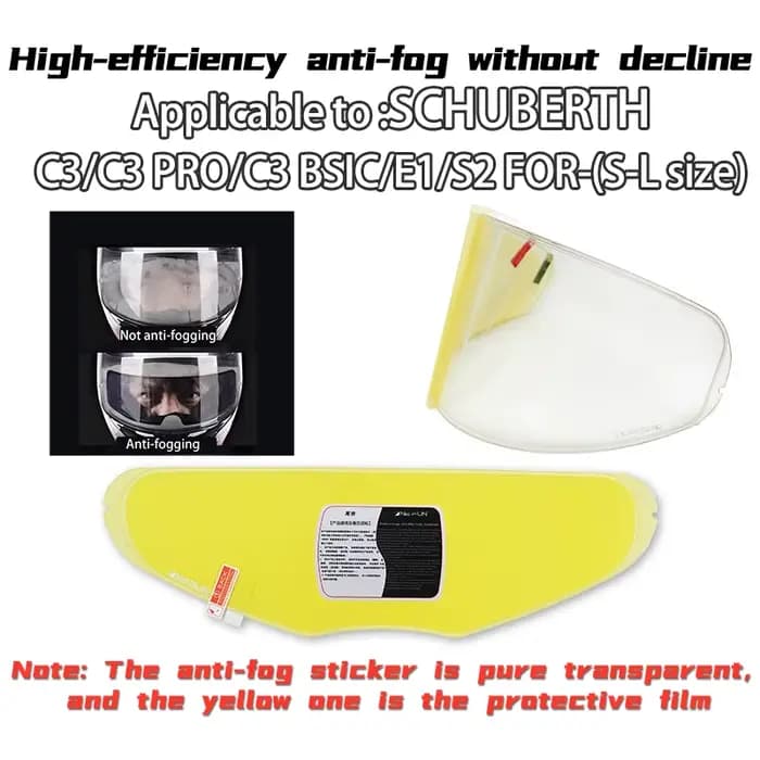 Film autocollant anti-buée pour casque Schuberth C3 C4 C5 S2 S3 E1 E2 PRO BSIC CARBON C3/C4/C5 PRO/ 