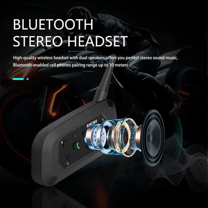 XINOWY-Oreillette Bluetooth V6 PRO pour casque de moto, appareil de communication pour 6 motocyclist