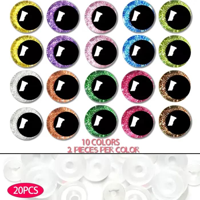 20 pièces d'accessoires pour yeux de poupée à paillettes, yeux Ty Moon, yeux de sécurité pour poupée