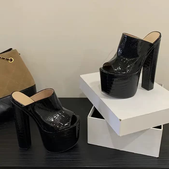 Liyke été rue mode 8.5CM plate-forme pantoufles femmes Sexy Peep orteil Super talons hauts fête boît