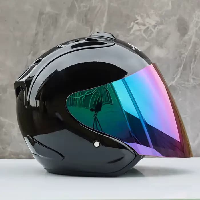 Ram-4-Casque de Moto Noir Brcorporelle, Ouvert sur le Visage, Saison d'Été, Demi-Visage, Énigmes, Ap