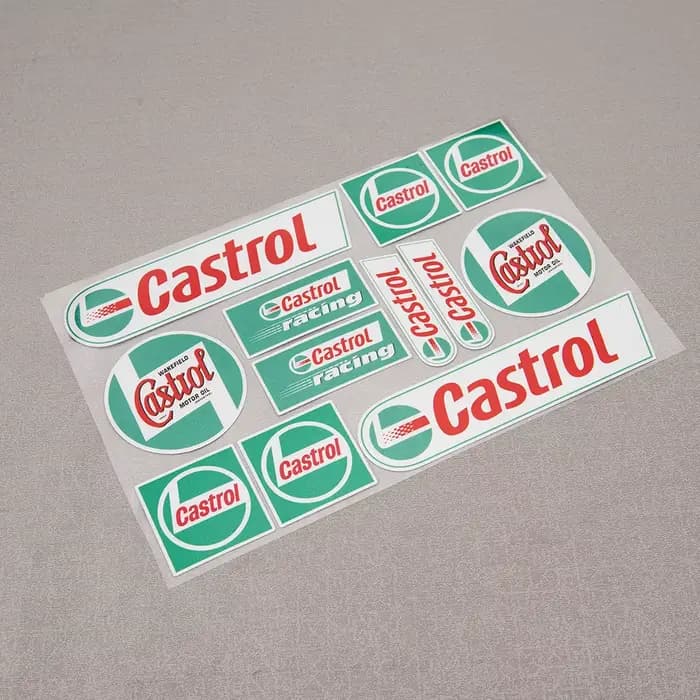 Castrol-Autocollants de moto de sponsor de course de château, décalcomanies de casque de vélo, ensem