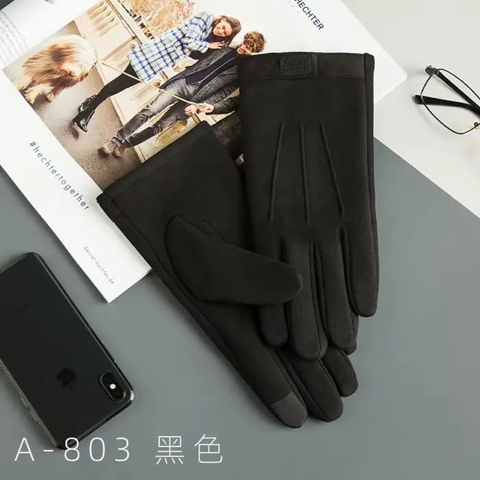 Gants en daim pour hommes, garde au chaud, pour écran tactile, à la mode, en cachemire, coupe-vent p