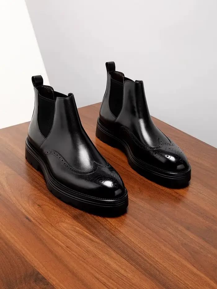 Botte haute pour hommes avec cuir gaufré, mocassins cousus à la main, mode européenne, qualité supér