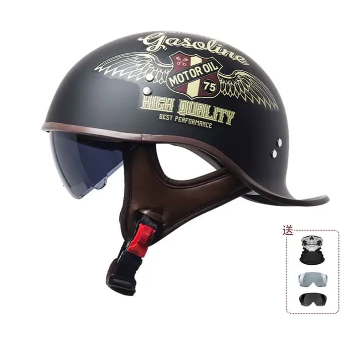 Casque de moto rétro, certification chinoise 3C, demi-casque d'été ABS léger et respirant, doublure 