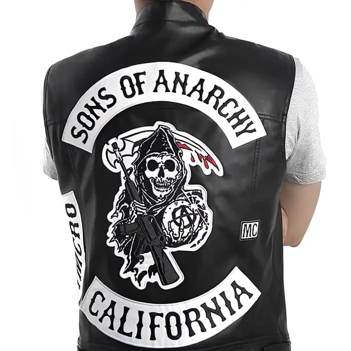 Hommes Moto printemps vestes SOA Punk noir Moto Gilet Sons of Anarchy cuir Moto Veste Gilet