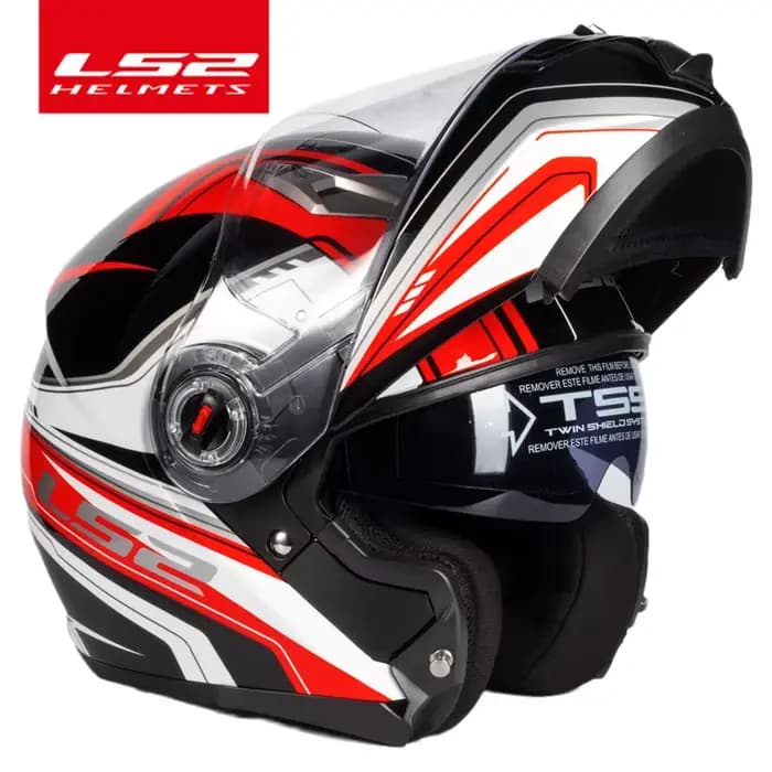 Casque de moto rabattable d'origine LS2 FF370 double bouclier avec lentille solaire LS2 visière doub