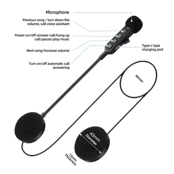 BT30S casque de moto casque Bluetooth 5.3 sans fil écouteur mains libres Kit d'appel stéréo pour cav