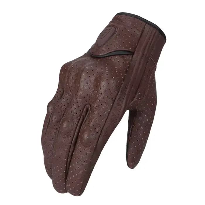 Gants de moto rétro en cuir pour hommes et femmes, doigt complet, imperméable, écran tactile, moto d