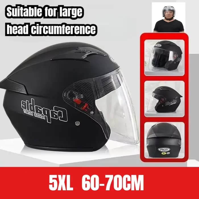 Casque de moto taille 5XL 6XL 7XL, grande circonférence de la tête 60-76cm, casque de sécurité d'équ
