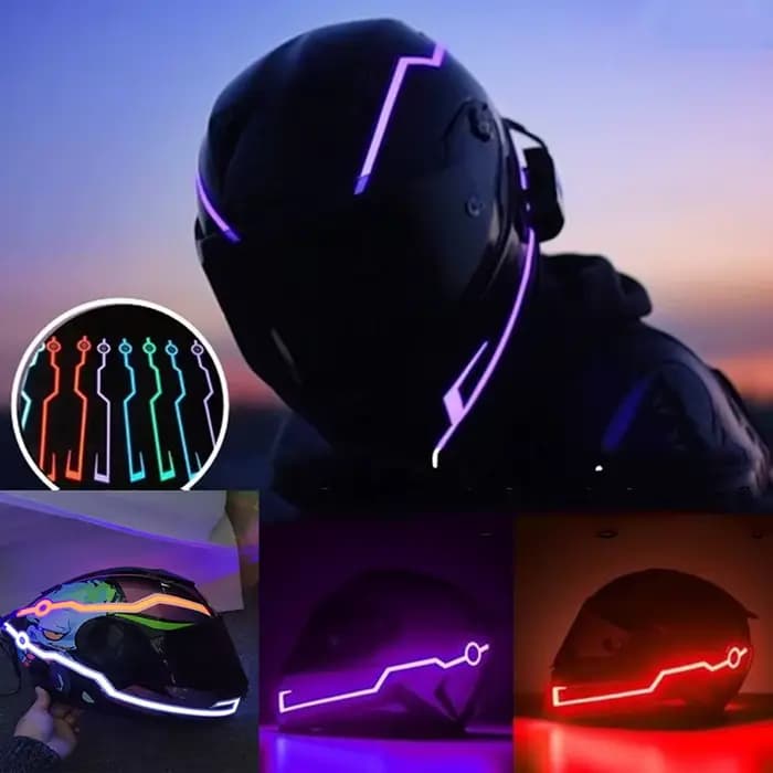 Nouveau casque de moto LED feux d'avertissement casque de conduite de nuit moteur bande de lumière f