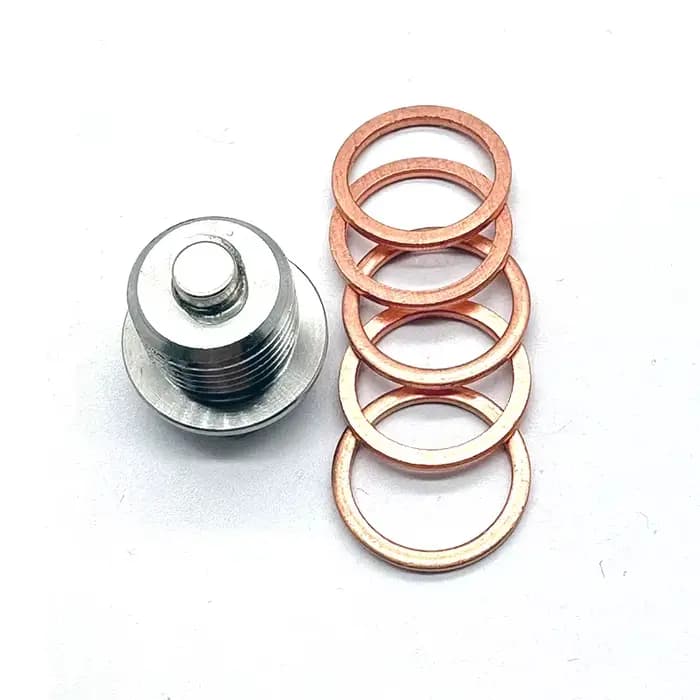 Boulon magnétique en acier inoxydable avec 5 rondelles en cuivre, bouchon de vidange d'huile, aimant