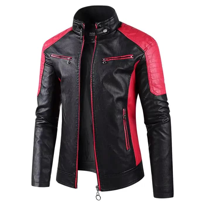 Veste de motard élégante couleurs contrastées classique motard pardessus moteur hommes veste moto Ba