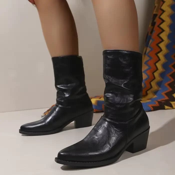 Bottines pointues à talons hauts pour femme, collection automne-hiver 2025 – Bottes mi-mollet décont
