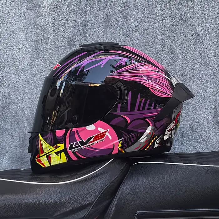 Casque de moto intégral LVS avec double pare-soleil, casque intégral pour vélo de rue