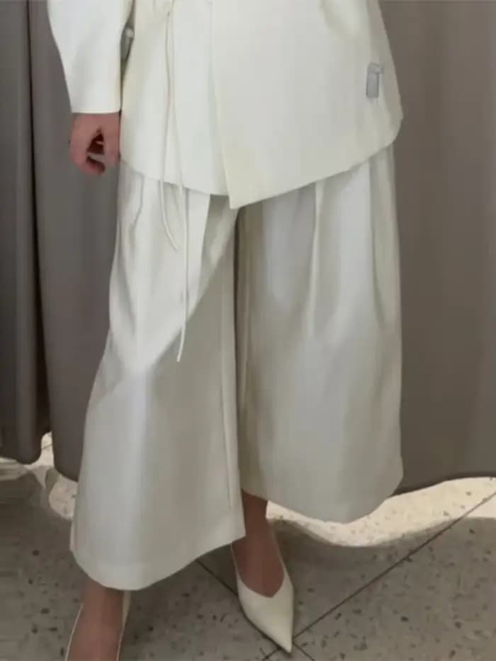Ensemble élégant pour femme : Manteau et pantalon, haut à manches longues avec dentelle en V, pantal