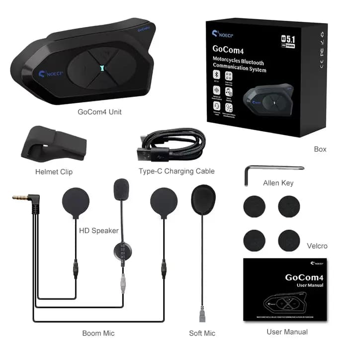 NOECI-Oreillette Bluetooth GOCOM4 pour moto, appareil de communication pour casque, partage de musiq