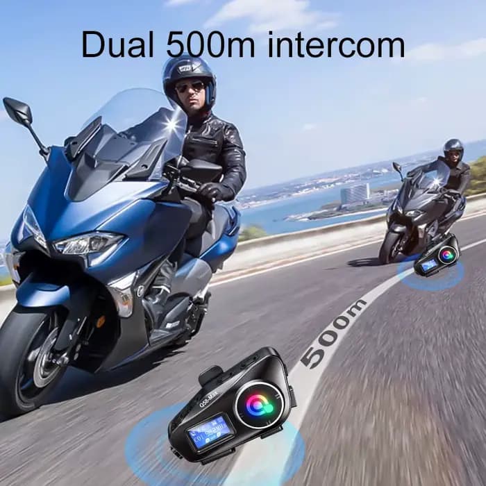 Casque de Moto sans fil Bluetooth casque Intercomunicador Moto LCD affichage FM Radio musique partag