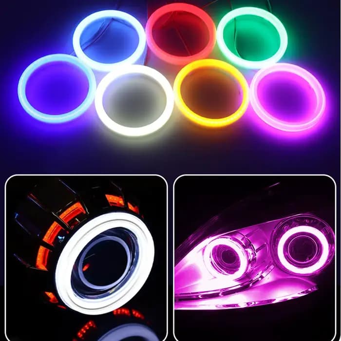 2 phares LED en coton avec yeux d'ange, 60/70/80/90/100MM, pour voiture, moto, ATV