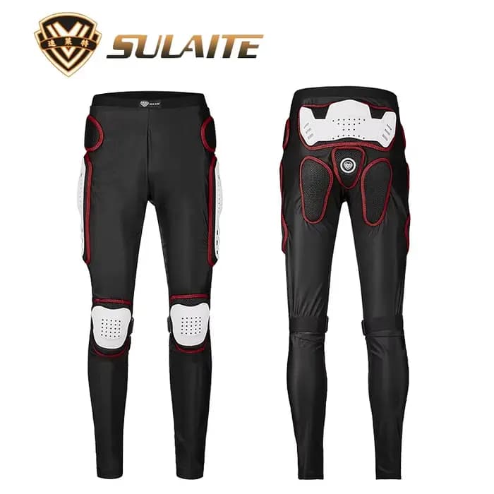 SULAITE Pantalon d'armure de moto Pantalon de motocross Armure longue Entrejambe au genou Protection