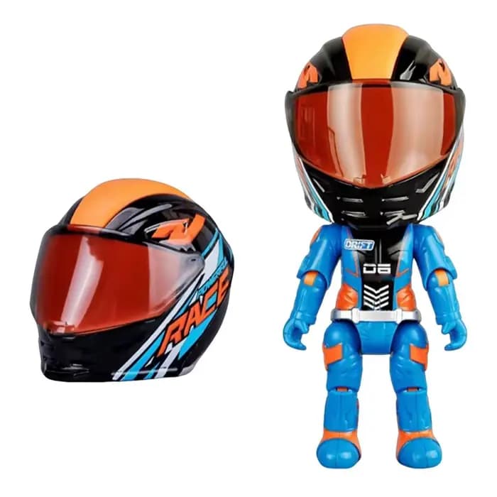 1 pièce Figurine de motard transformable en casque, avec membres articulés, jouet moto transformable