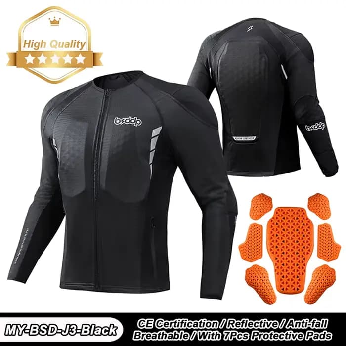 Veste de moto pour homme, respirante, pour l'été, veste de motocross avec 7 protections de niveau CE
