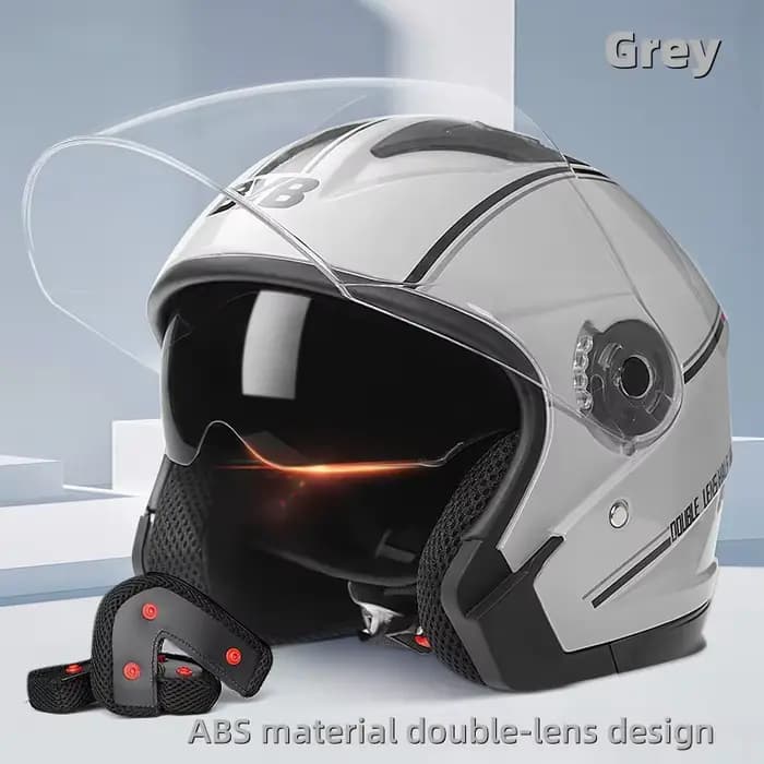Casque de moto universel, adapté aux hommes et aux femmes, équipé d'un pare-soleil double couche, id