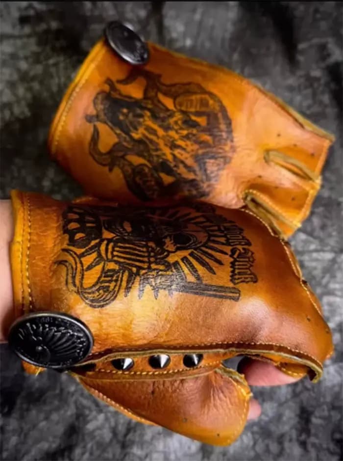 Gants de moto en cuir de chèvre véritable pour hommes, conduite rétro, conducteur de moto, coordonna