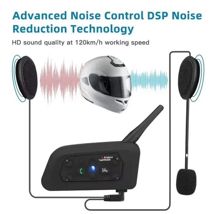 Vnetphone-Oreillette Bluetooth V6 sans fil pour moto, appareil de communication pour 6 motocyclistes