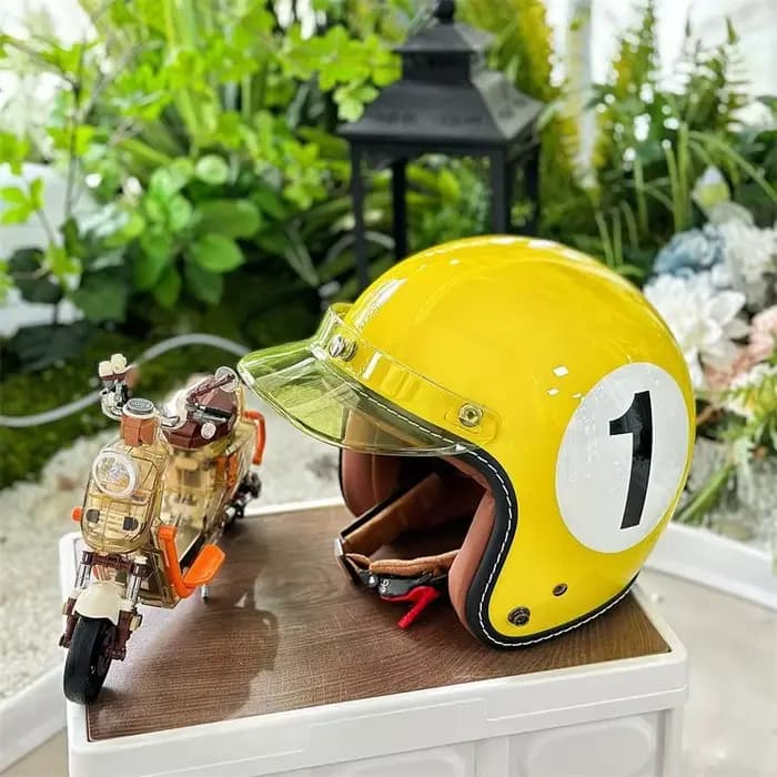 Mignon rétro casque de billard moto 3/4 casque unisexe Scooter électrique casquette de sécurité pour