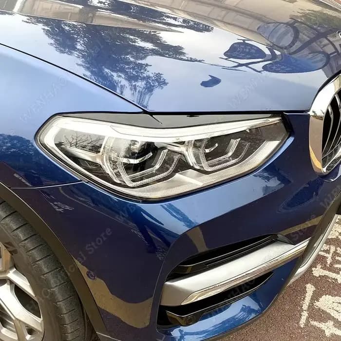 Sourcils de phares noirs brillants, 2 pièces, pour BMW X4 X3 G01 G02 2018 2019 2020 2021, couvercles
