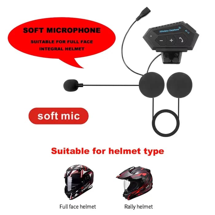 Oreillette Bluetooth 4.2 pour moto, kit mains libres pour casque, sauna, téléphone, BT, sans fil, st
