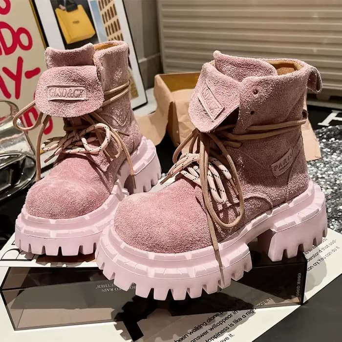 Femmes Punk plate-forme bottes chaussures décontractées de haute qualité en plein air fond épais bot