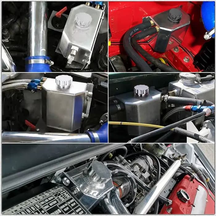 Réservoir d'huile universel en aluminium 1L/2L, réservoir de liquide de refroidissement pour moteur,