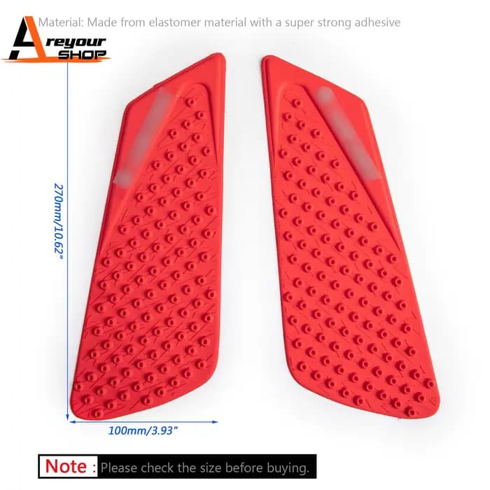 Areyourshop Tank Traction Grips Boot Guards adaptés pour Ducati 848 1098 1198 2008-2014 Rouge